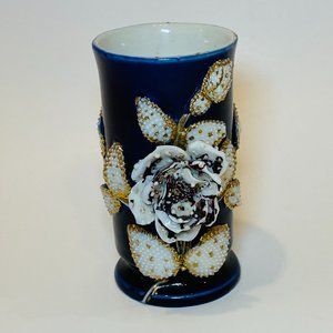 Vintage Mini Porcelain Vase Toothpicks Holder Flowers Beads *issue*